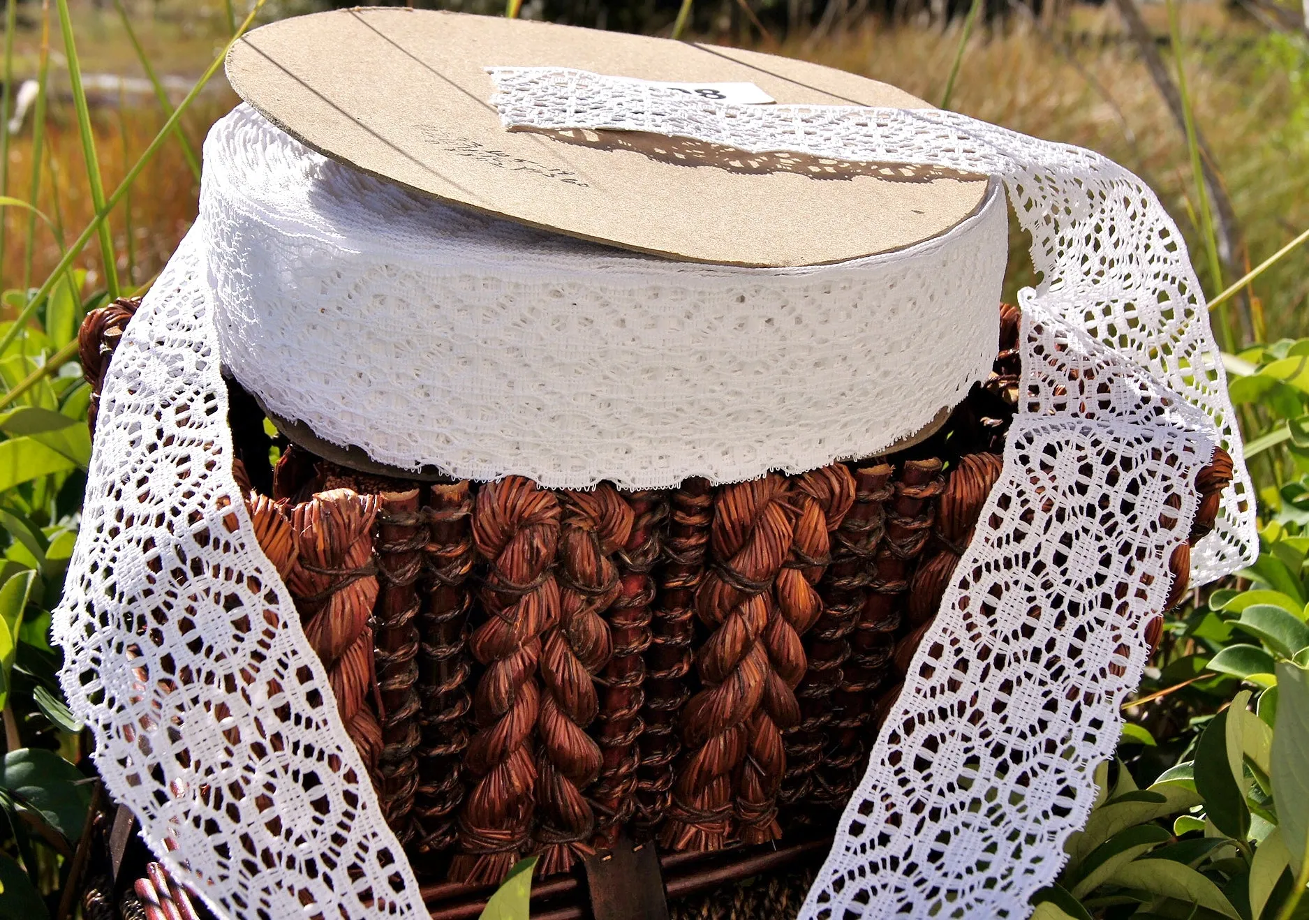 White Wheel Motifs Vintage Cluny Lace 2½" wide