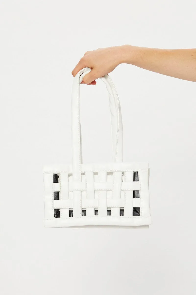 White Woven Detail Handbag