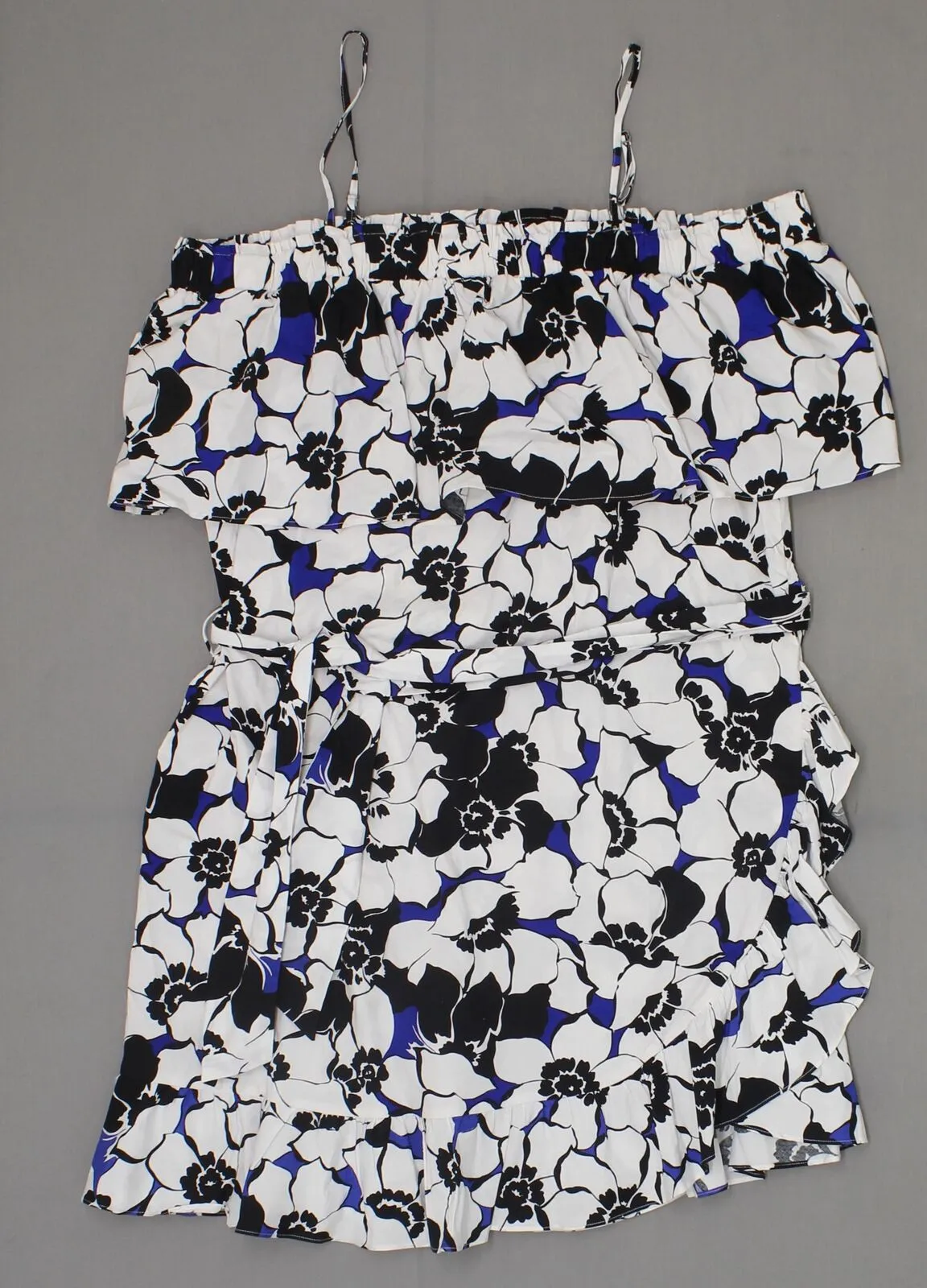 Who What Wear Women's Cotton Belted Off the Shoulder Ruffle Dress