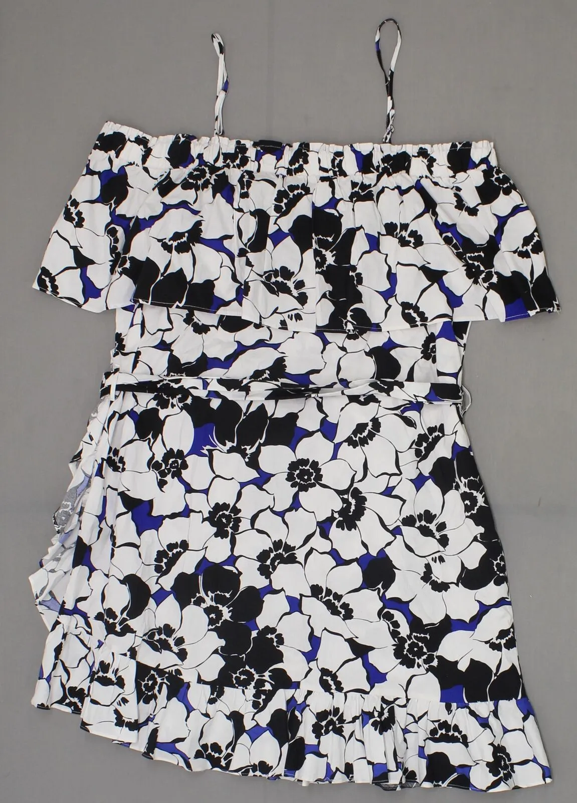 Who What Wear Women's Cotton Belted Off the Shoulder Ruffle Dress