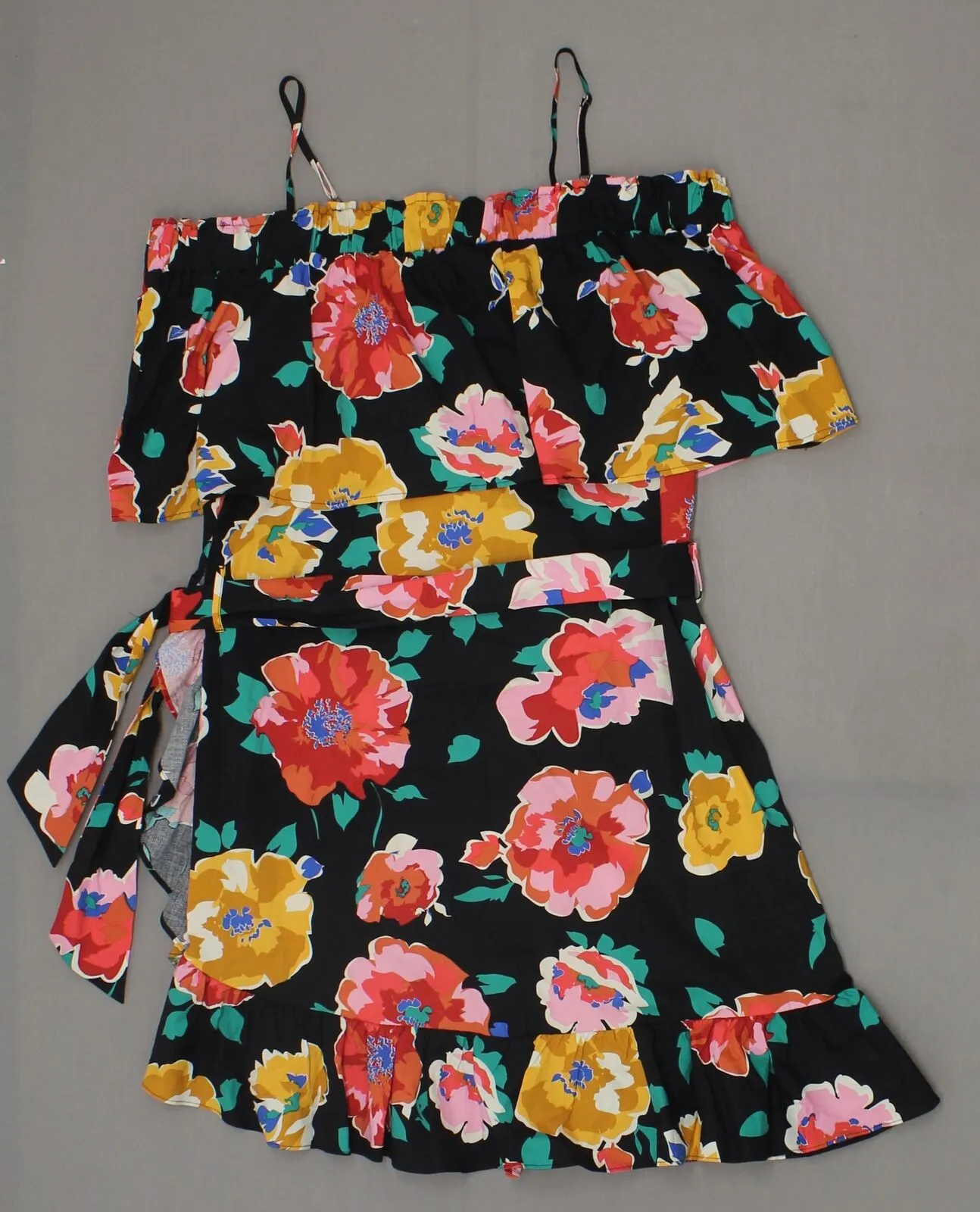 Who What Wear Women's Cotton Belted Off the Shoulder Ruffle Dress