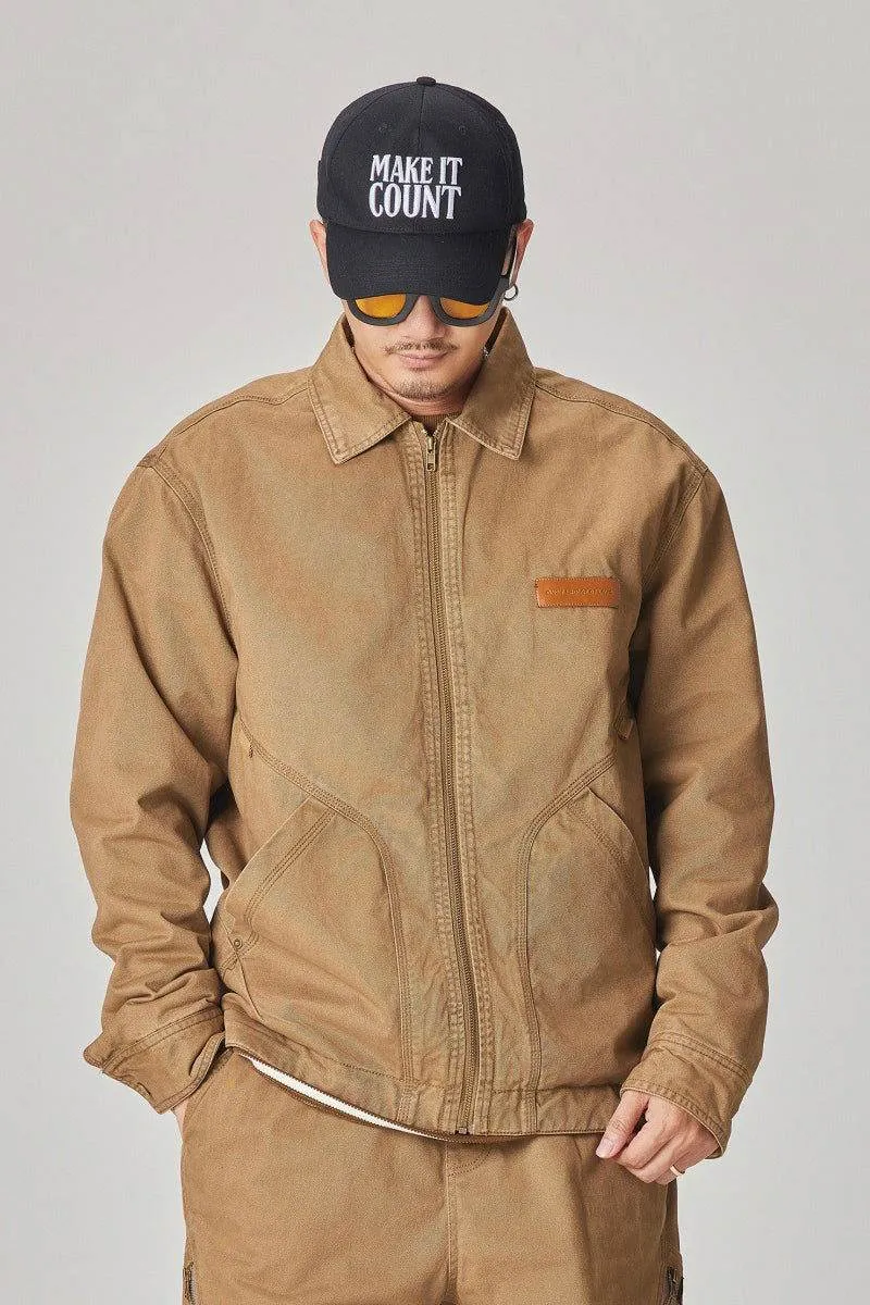 Winter Detroit Heavy Quilted Work Jacket for Men – Loose Fit, Cotton Lined