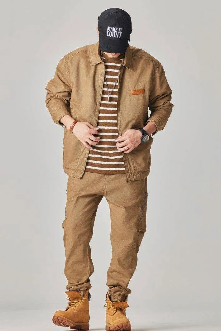 Winter Detroit Heavy Quilted Work Jacket for Men – Loose Fit, Cotton Lined