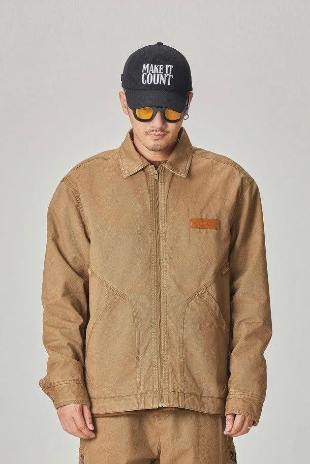 Winter Detroit Heavy Quilted Work Jacket for Men – Loose Fit, Cotton Lined