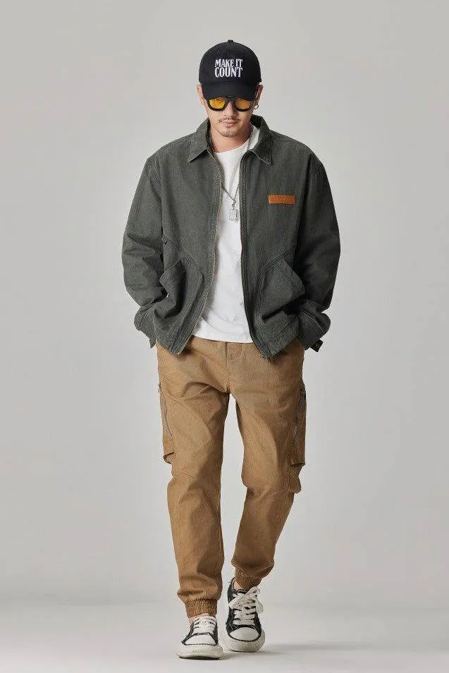 Winter Detroit Heavy Quilted Work Jacket for Men – Loose Fit, Cotton Lined