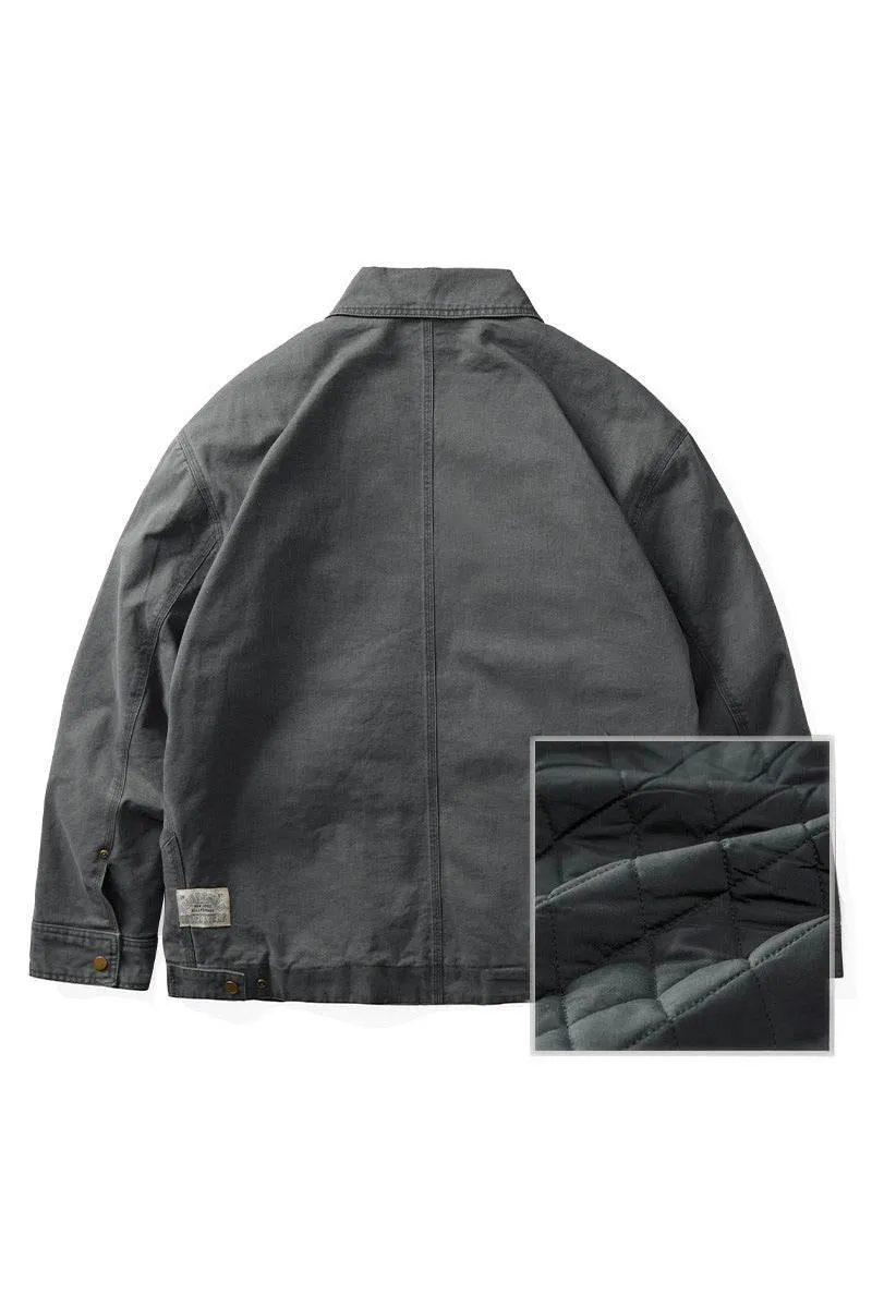 Winter Detroit Heavy Quilted Work Jacket for Men – Loose Fit, Cotton Lined