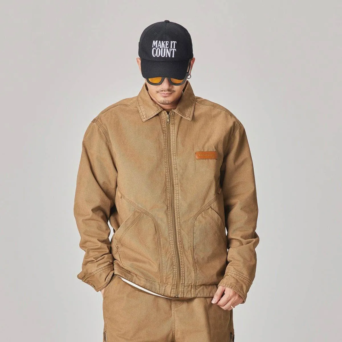 Winter Detroit Heavy Quilted Work Jacket for Men – Loose Fit, Cotton Lined