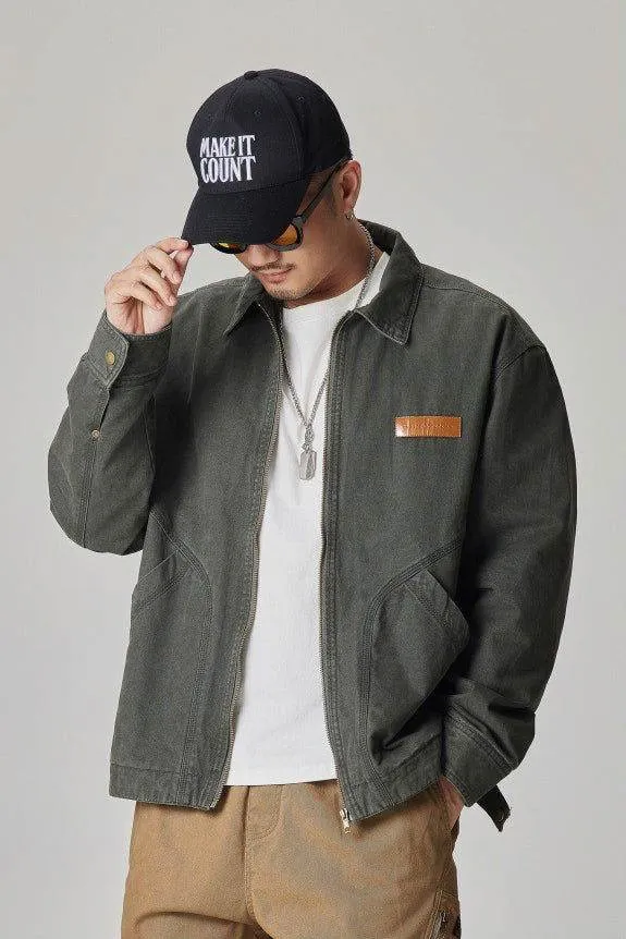 Winter Detroit Heavy Quilted Work Jacket for Men – Loose Fit, Cotton Lined