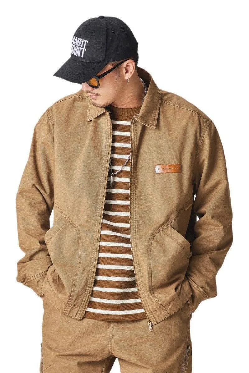 Winter Detroit Heavy Quilted Work Jacket for Men – Loose Fit, Cotton Lined