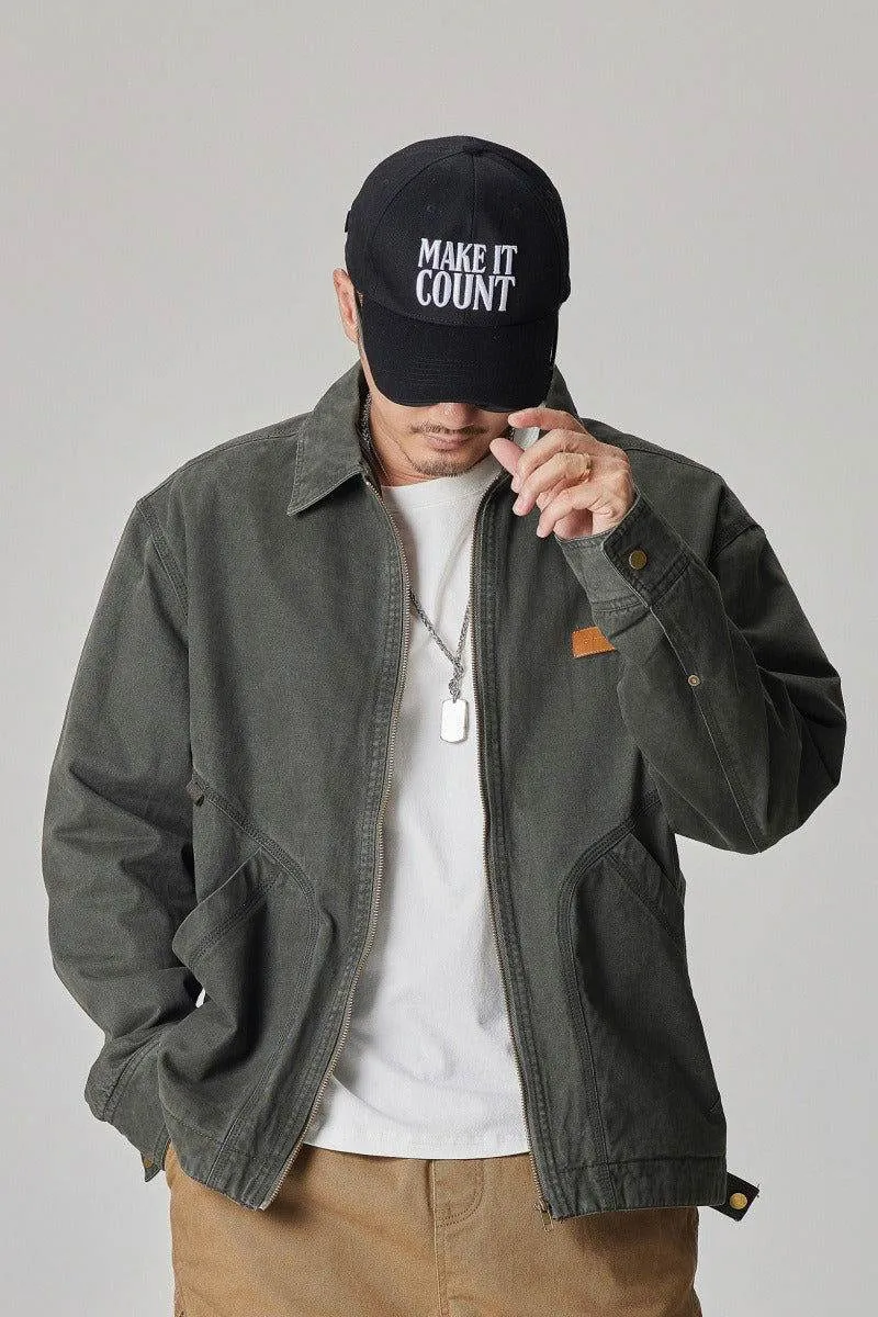 Winter Detroit Heavy Quilted Work Jacket for Men – Loose Fit, Cotton Lined
