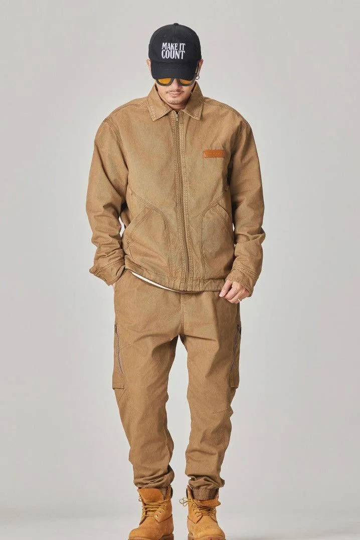 Winter Detroit Heavy Quilted Work Jacket for Men – Loose Fit, Cotton Lined