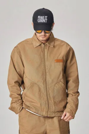 Winter Detroit Heavy Quilted Work Jacket for Men – Loose Fit, Cotton Lined