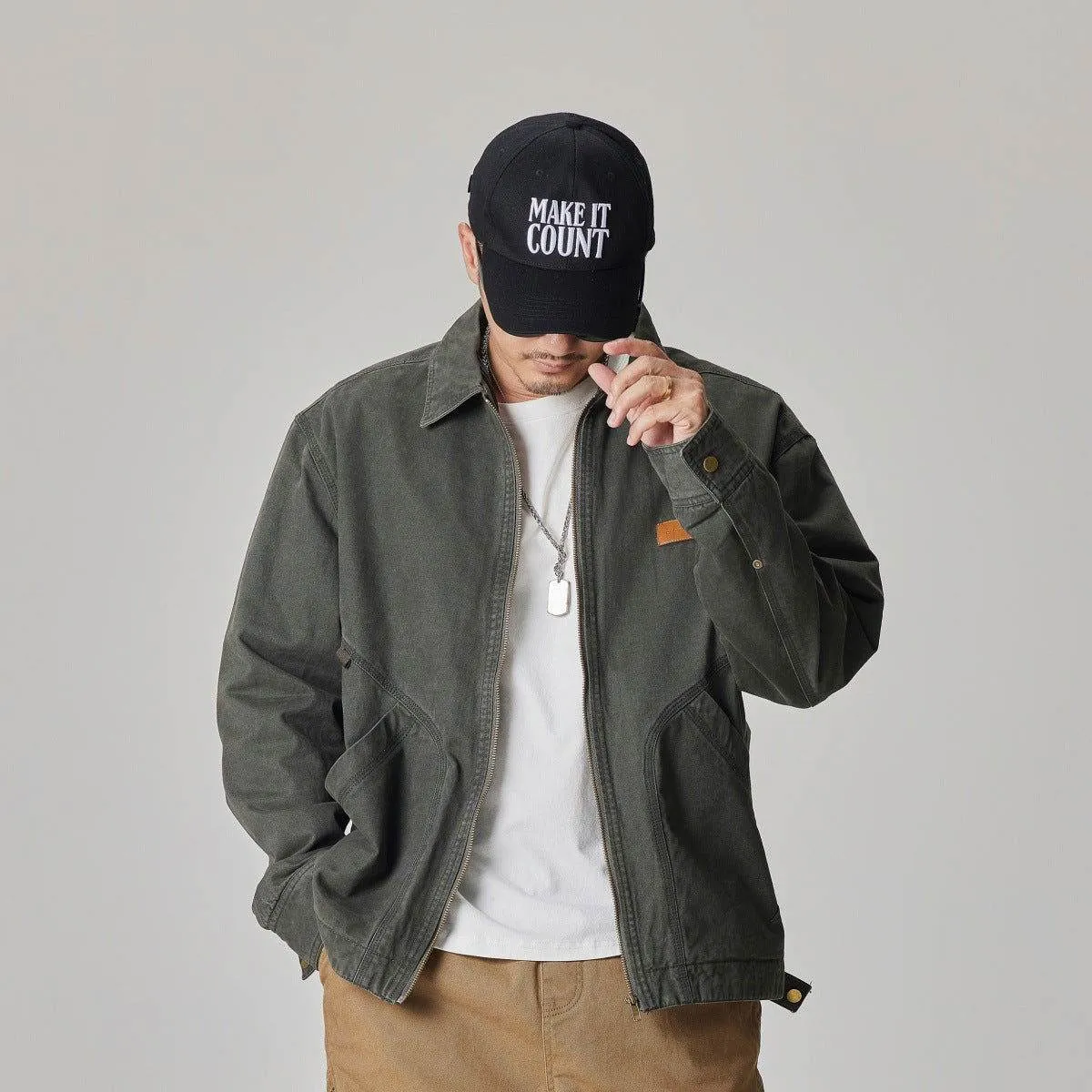 Winter Detroit Heavy Quilted Work Jacket for Men – Loose Fit, Cotton Lined
