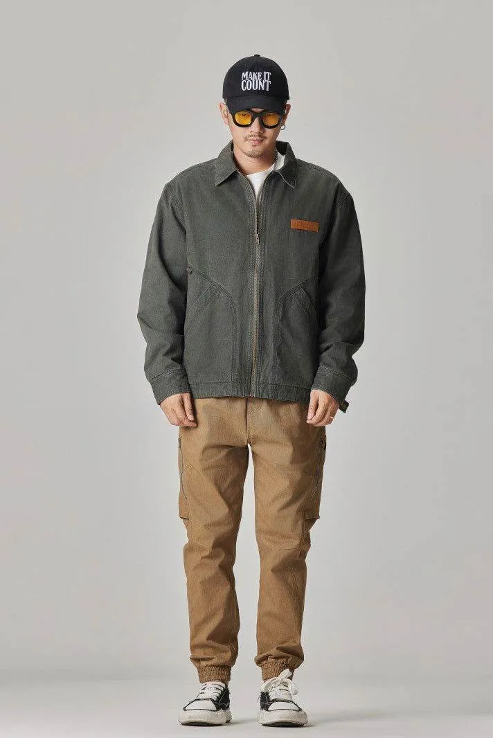 Winter Detroit Heavy Quilted Work Jacket for Men – Loose Fit, Cotton Lined