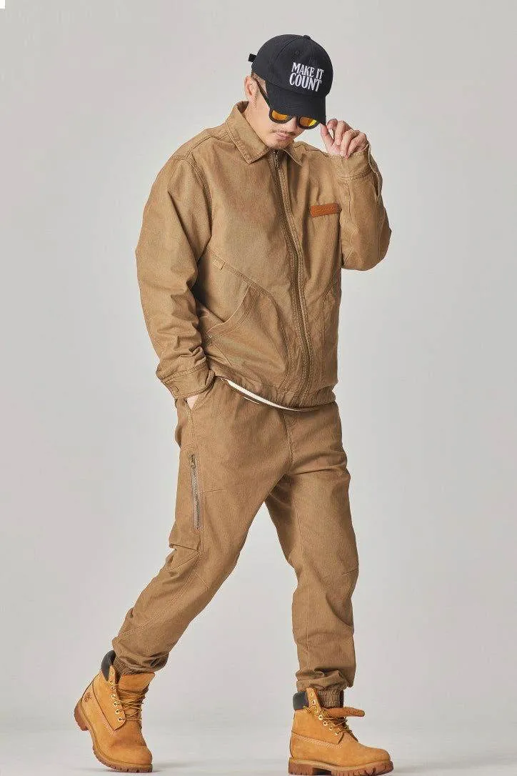 Winter Detroit Heavy Quilted Work Jacket for Men – Loose Fit, Cotton Lined