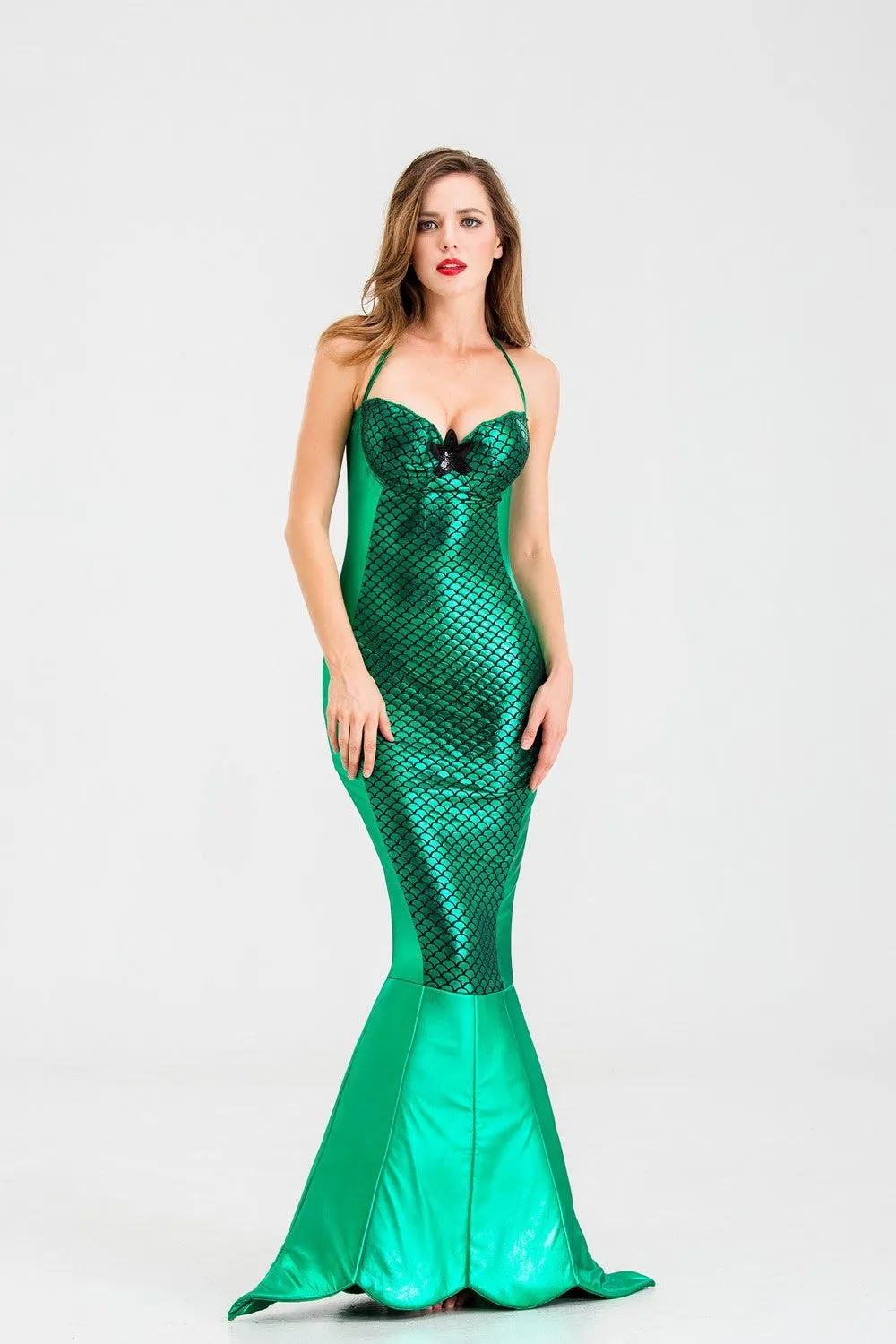 Women Sexy Ariel Mermaid Costume, Green & Gray Sexy Mermaid Skirt