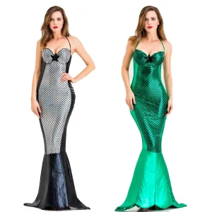 Women Sexy Ariel Mermaid Costume, Green & Gray Sexy Mermaid Skirt
