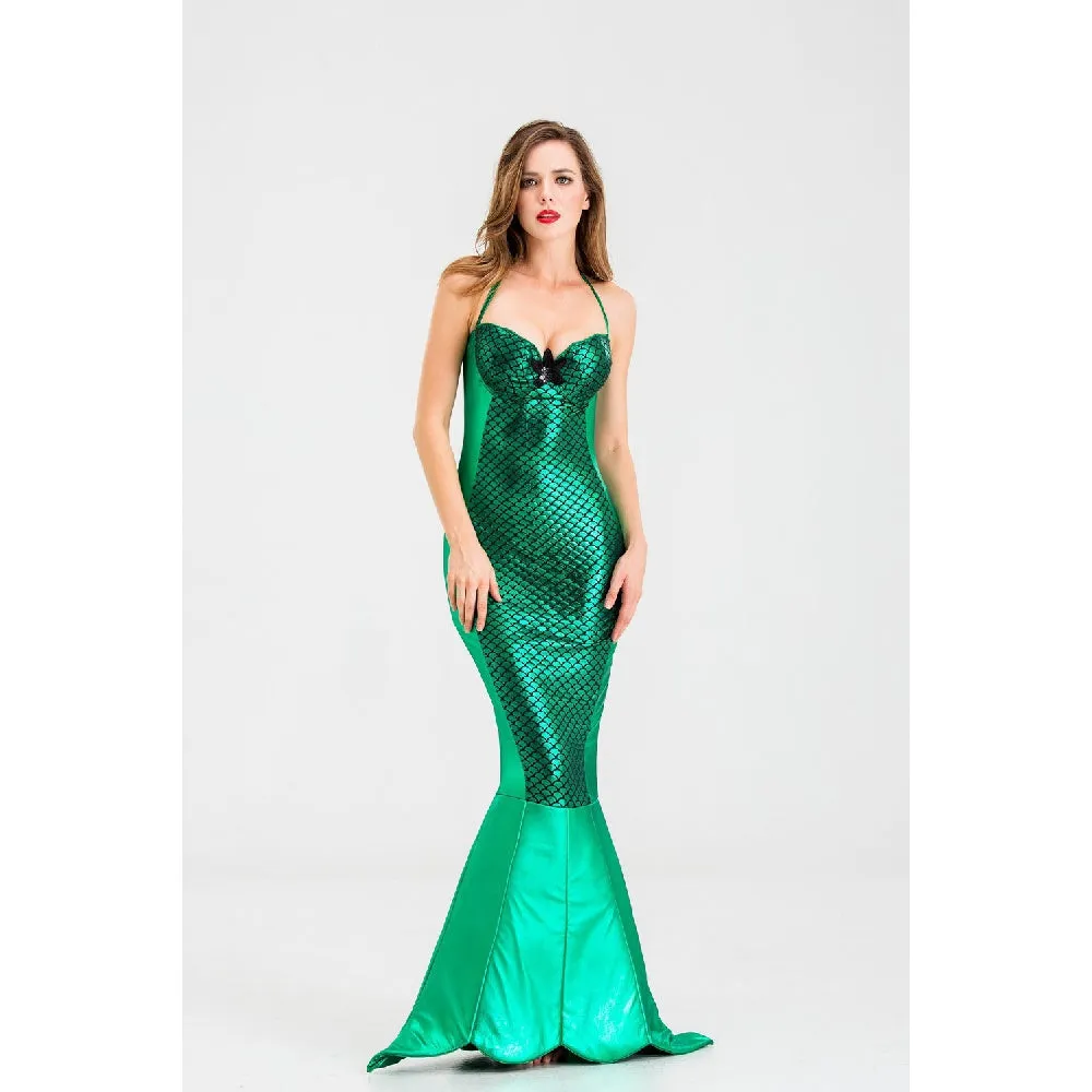 Women Sexy Ariel Mermaid Costume, Green & Gray Sexy Mermaid Skirt