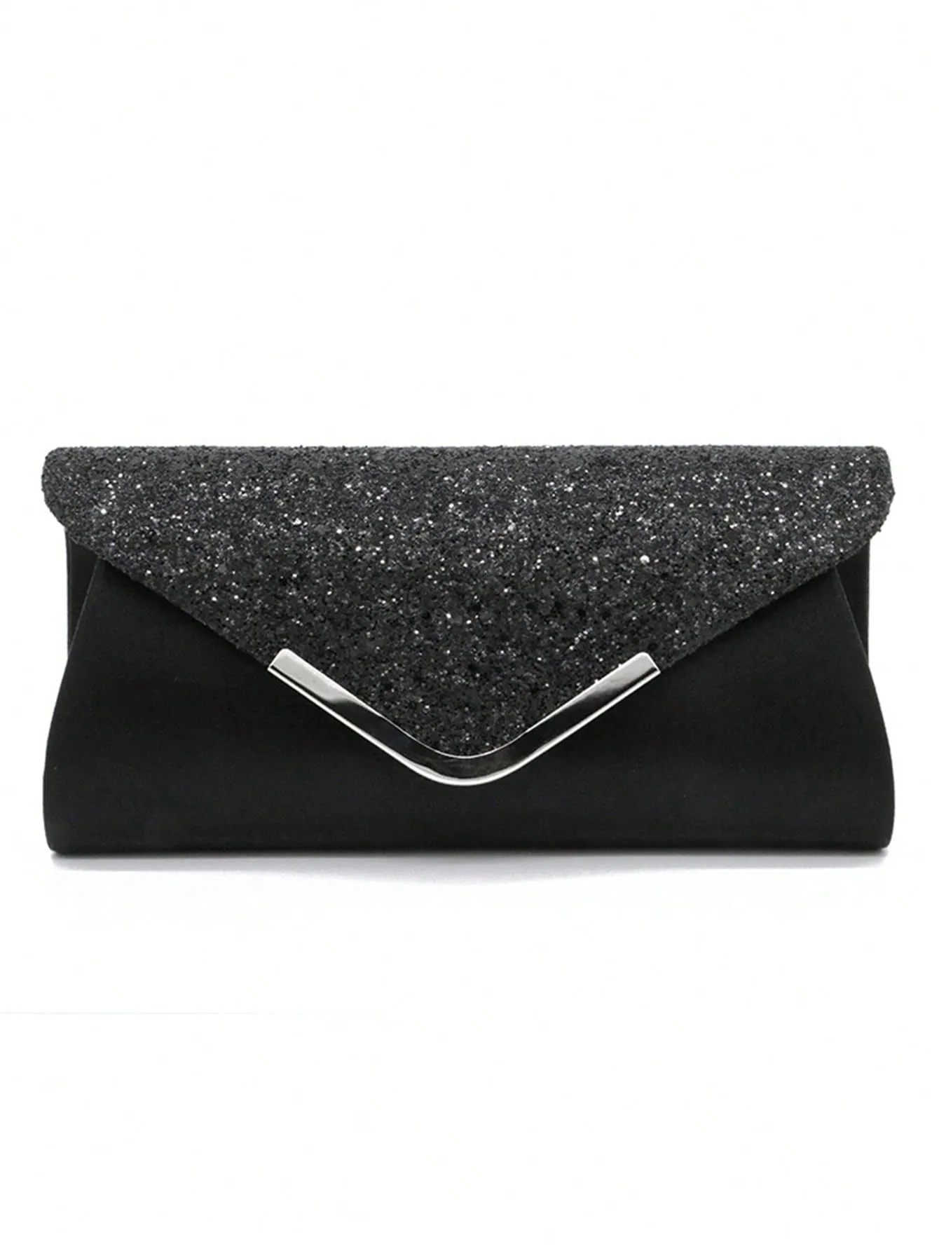 Women's Party Elegant Luxury Sequin Decor Evening Handbag Clutch Bag With Rhinestone Chain Shoulder Bag, Earrings, Necklace, Bracelet Set