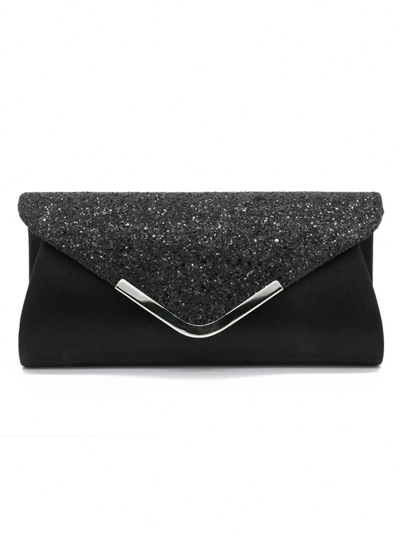 Women's Party Elegant Luxury Sequin Decor Evening Handbag Clutch Bag With Rhinestone Chain Shoulder Bag, Earrings, Necklace, Bracelet Set