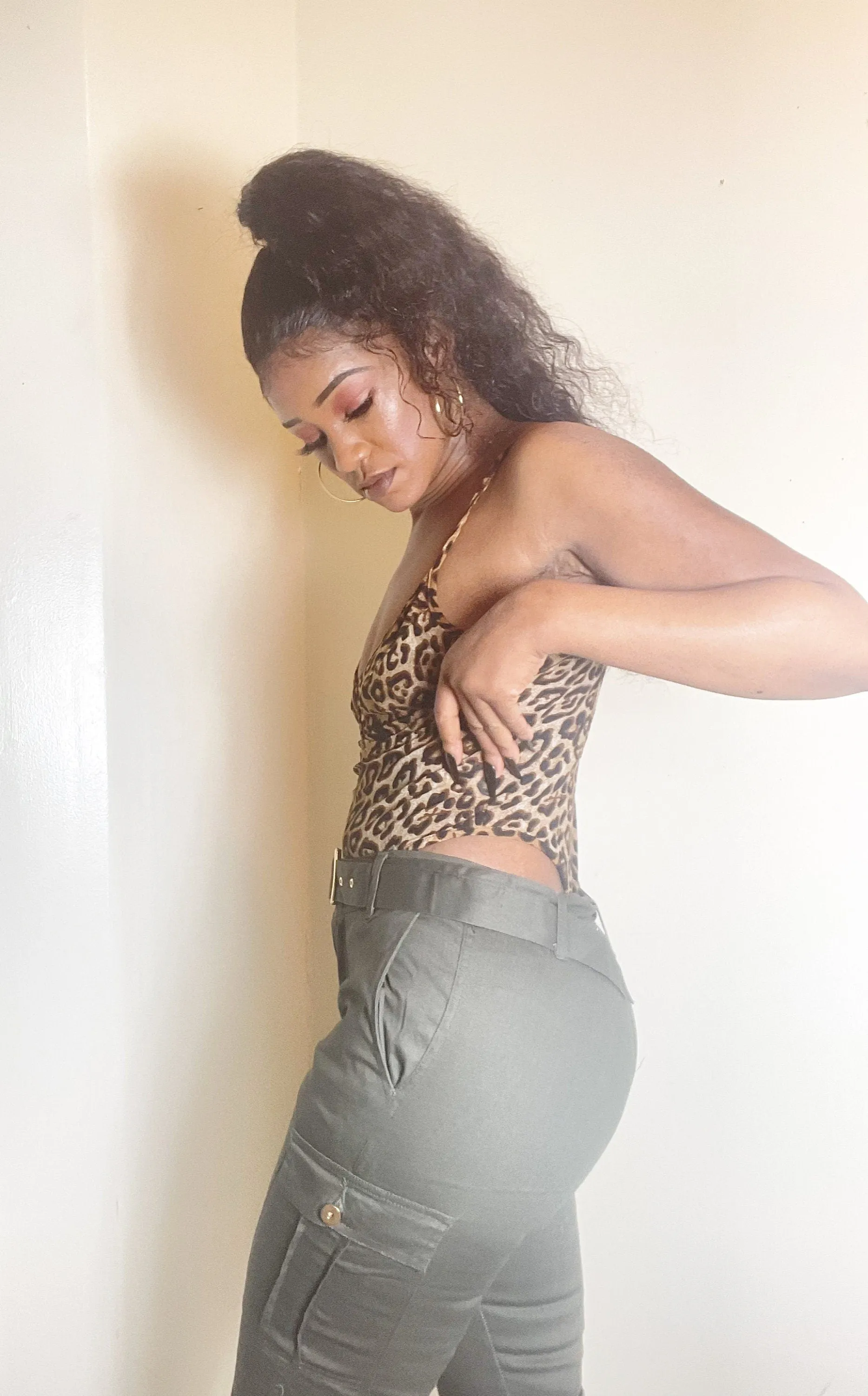 Women's Sheer Leopard Print Bodysuit - Adjustable Straps