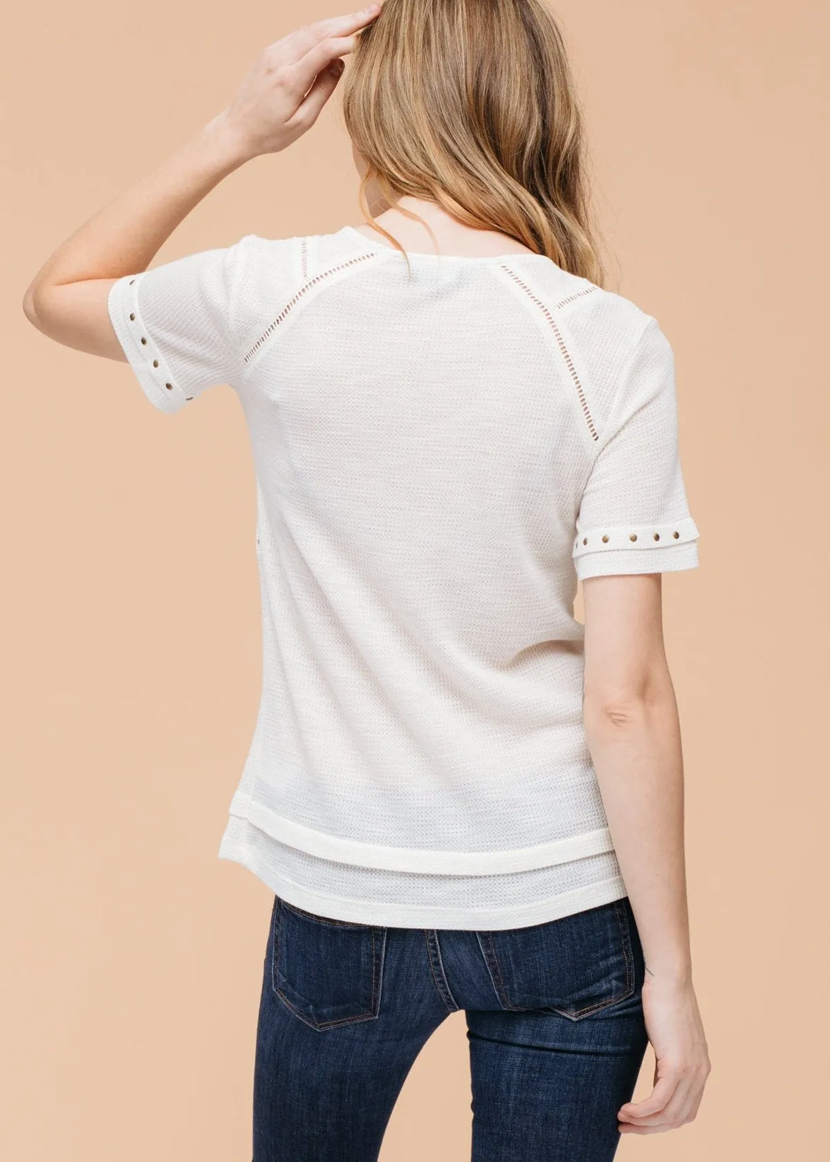 Women's Trim Detail Split V Neck Top
