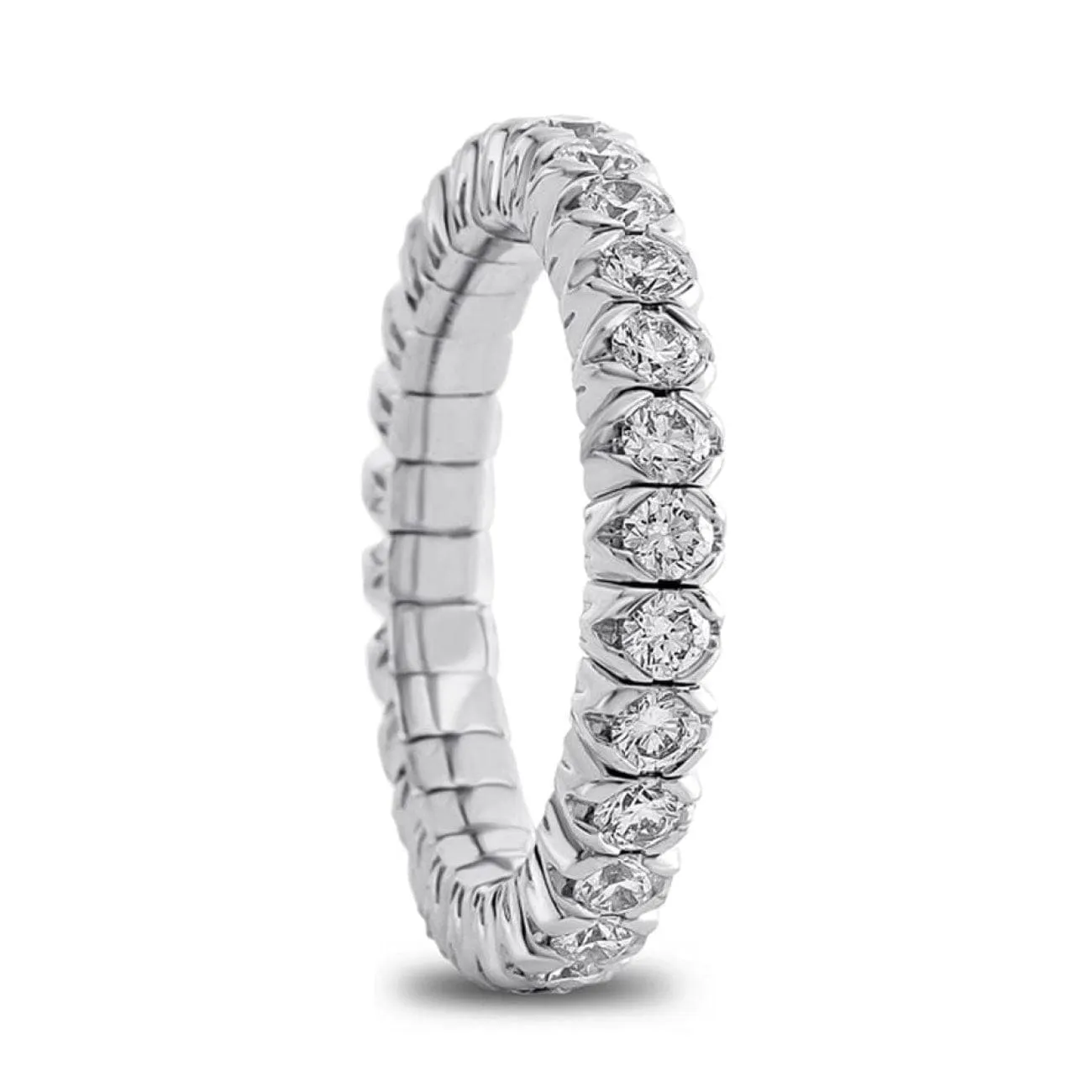 Xband expandable ring in 18KT white gold and white diamonds