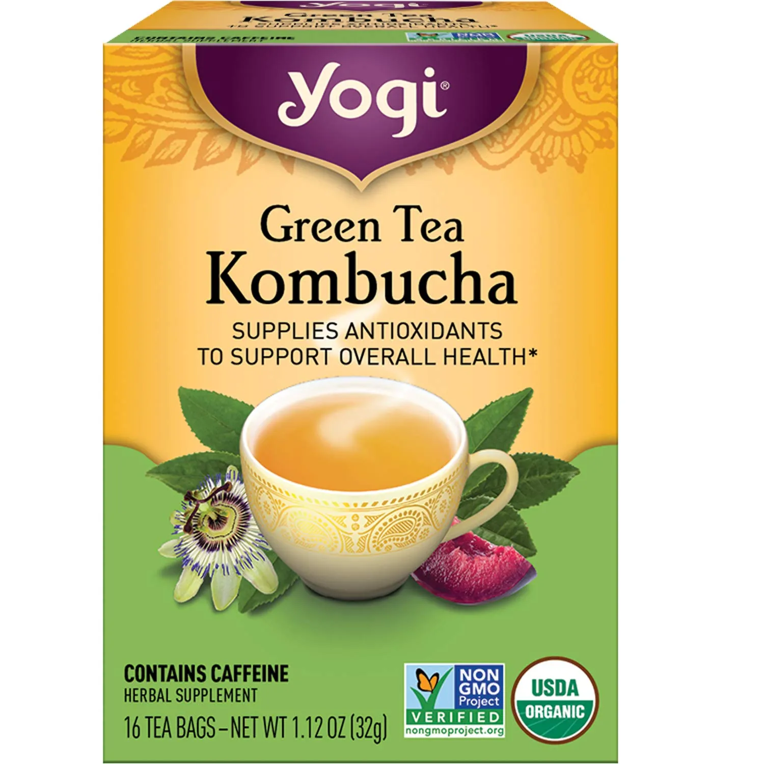 Yogi Tea | Green Tea Kombucha | Herbal Tea | 16 Tea Bags | Supplies Antioxidants