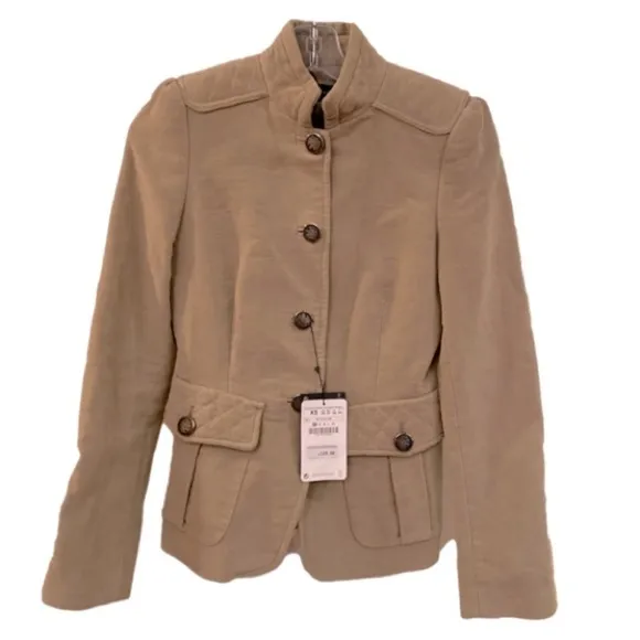 Zara Military Style Tan Blazer Size XS NWT