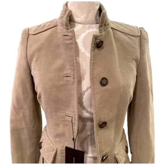 Zara Military Style Tan Blazer Size XS NWT