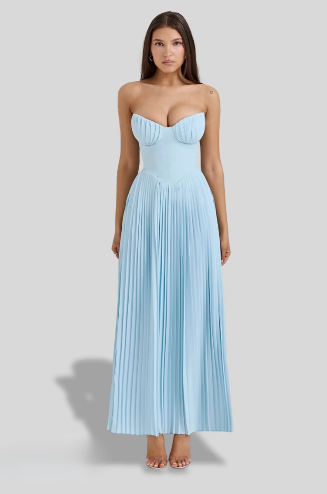 Zellie Dress - Pleated Evening Gown for Woman